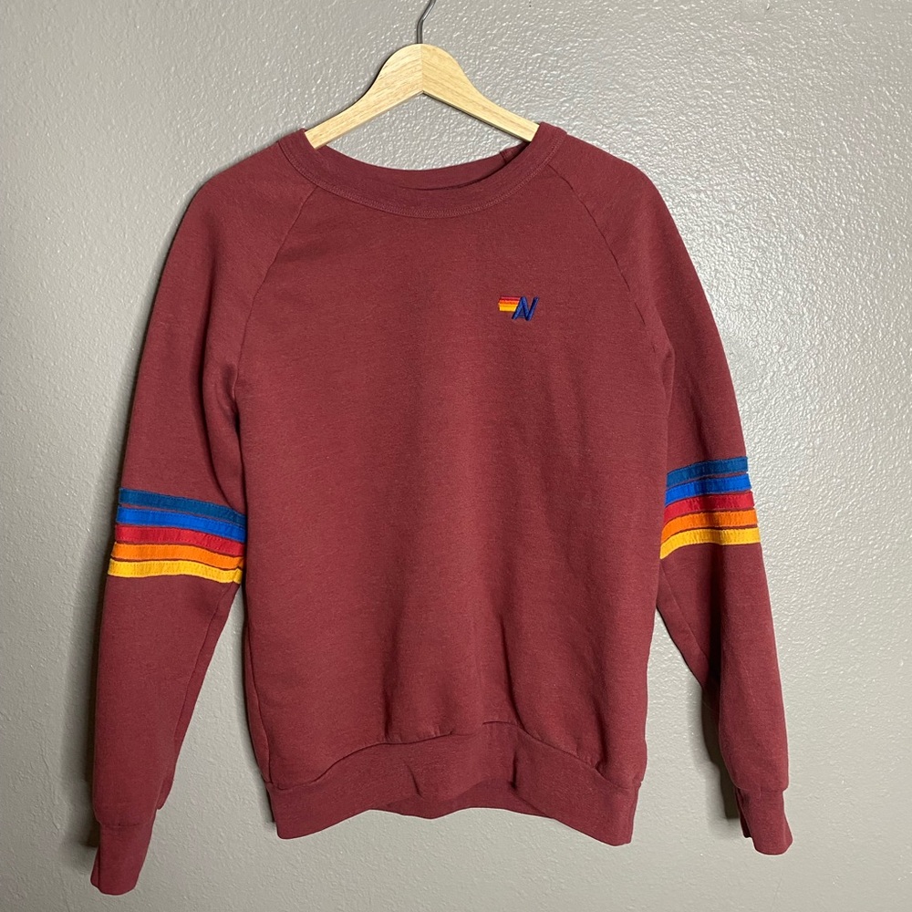 Aviator Nation Red and Blue Crewneck Sweater with Retro Stripes🔥🔥